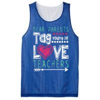 Dear Parents Tag You're It Funny Teacher's Last Day School Gift Mesh Reversible Basketball Jersey Tank