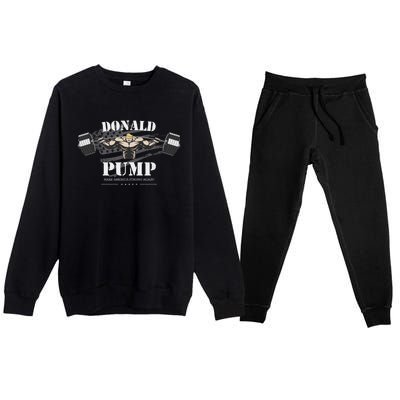 Donald Pump Trump Make America Strong Again Funny Premium Crewneck Sweatsuit Set