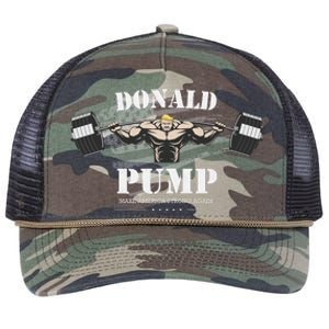 Donald Pump Trump Make America Strong Again Funny Retro Rope Trucker Hat Cap