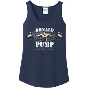 Donald Pump Trump Make America Strong Again Funny Ladies Essential Tank