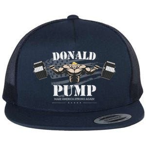 Donald Pump Trump Make America Strong Again Funny Flat Bill Trucker Hat