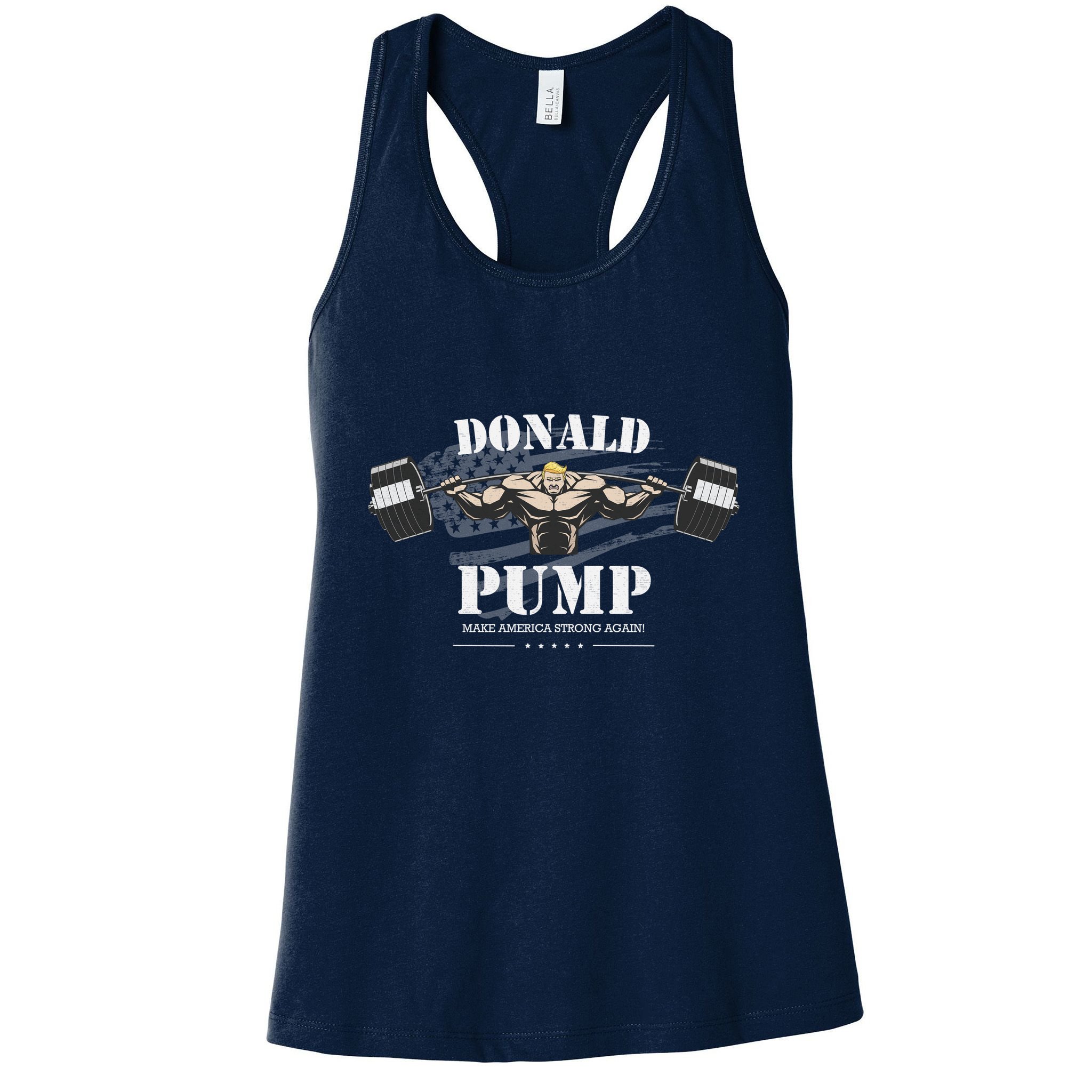 Donald Pump Trump Make America Strong Again Funny Womens Tank Top