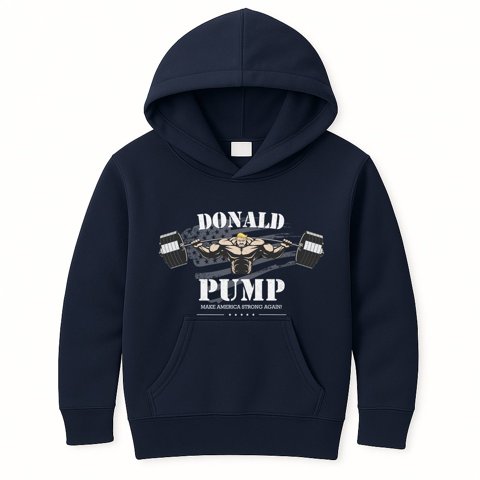 Donald Pump Trump Make America Strong Again Funny Kids Hoodie
