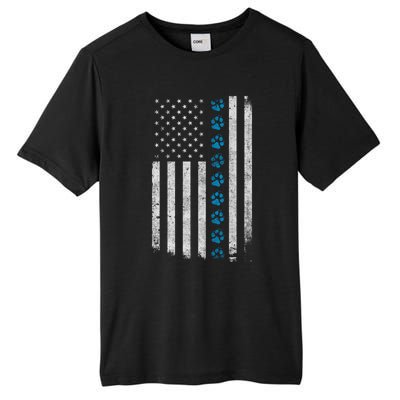 Dog Paw Thin Blue Line American Flag Police Dog Military K9 Meaningful Gift Tall Fusion ChromaSoft Performance T-Shirt