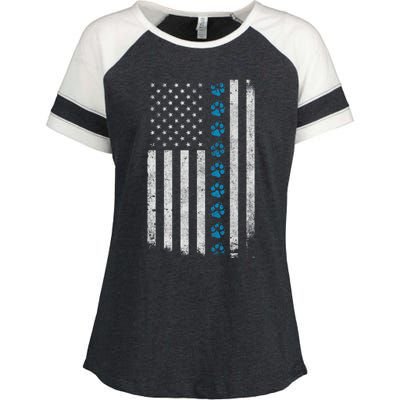 Dog Paw Thin Blue Line American Flag Police Dog Military K9 Meaningful Gift Enza Ladies Jersey Colorblock Tee