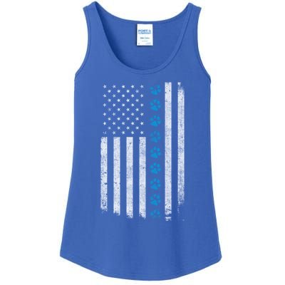 Dog Paw Thin Blue Line American Flag Police Dog Military K9 Meaningful Gift Ladies Essential Tank