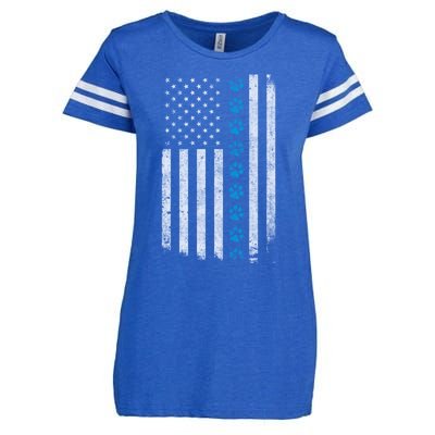 Dog Paw Thin Blue Line American Flag Police Dog Military K9 Meaningful Gift Enza Ladies Jersey Football T-Shirt