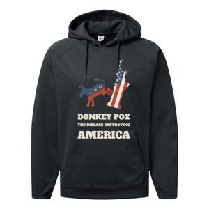 Donkey Pox The Disease Destroying America Funny Anti Biden Performance Fleece Hoodie