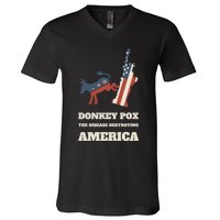 Donkey Pox The Disease Destroying America Funny Anti Biden V-Neck T-Shirt