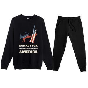 Donkey Pox The Disease Destroying America Funny Anti Biden Premium Crewneck Sweatsuit Set