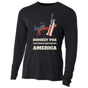 Donkey Pox The Disease Destroying America Funny Anti Biden Cooling Performance Long Sleeve Crew