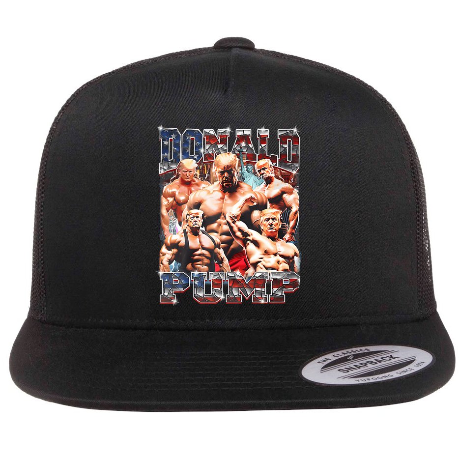 Donald Pump Trump 2024 Weight Lifting Gym Fitness Flat Bill Trucker Hat