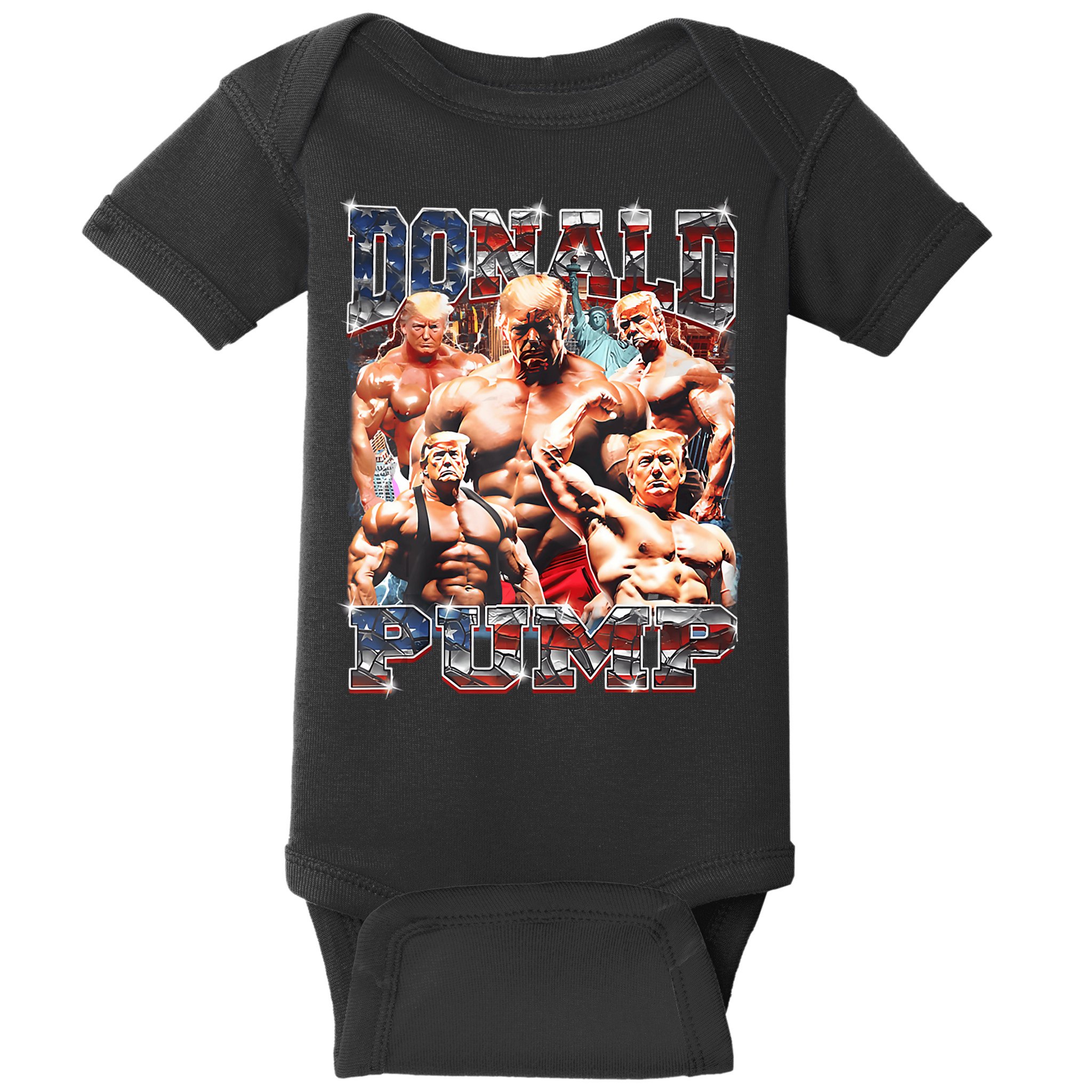 Donald Pump Trump 2024 Weight Lifting Gym Fitness Baby Bodysuit