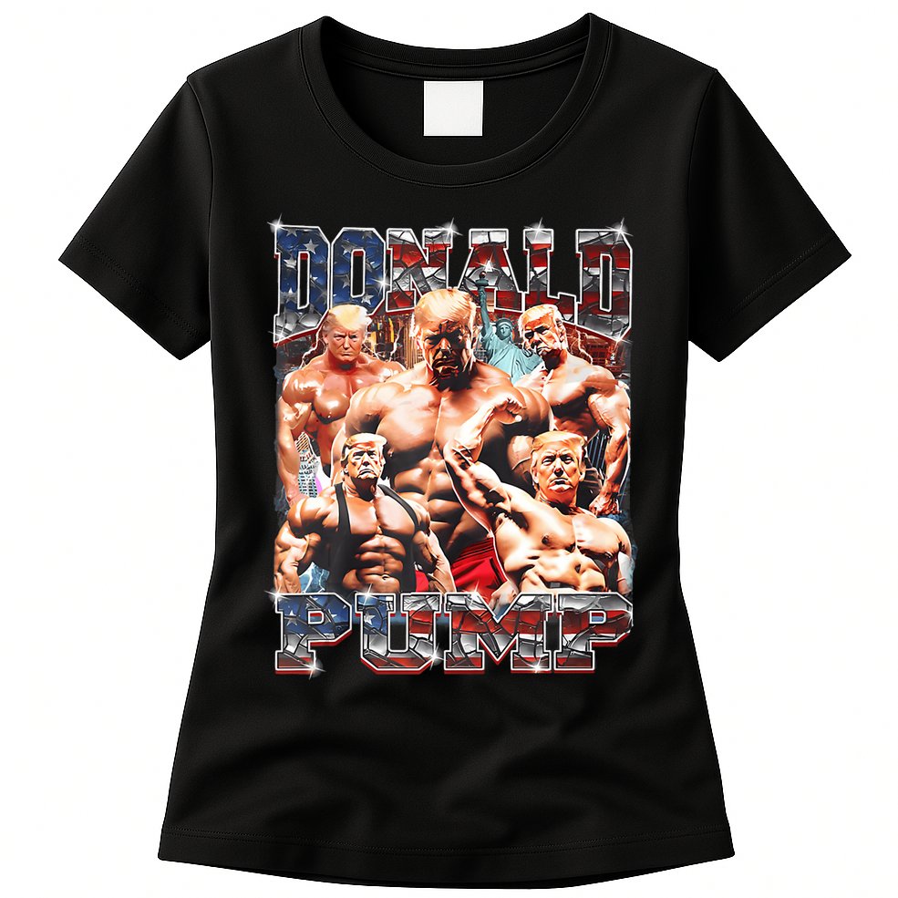Donald Pump Trump 2024 Weight Lifting Gym Fitness Womens T-Shirt