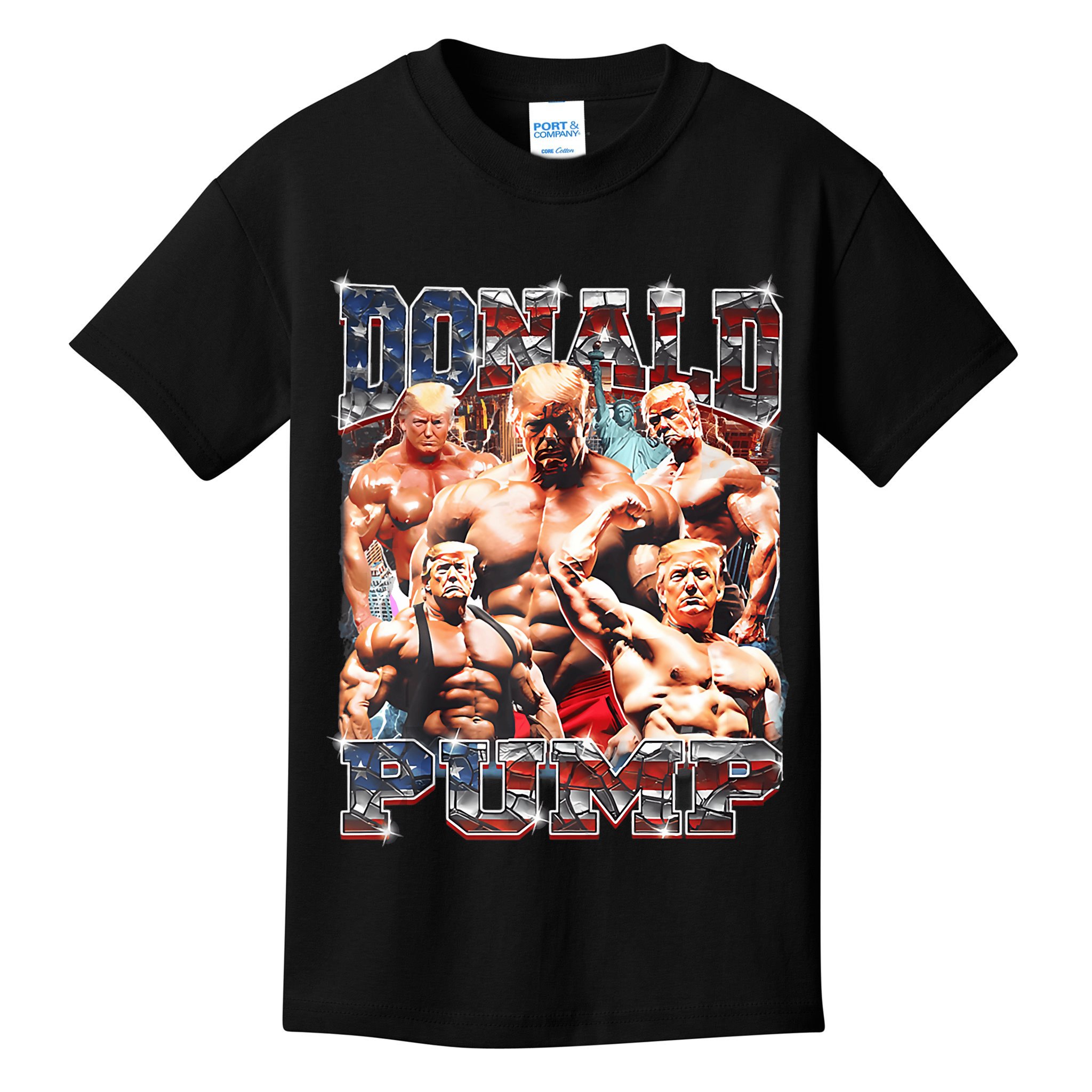 Donald Pump Trump 2024 Weight Lifting Gym Fitness Kids T-Shirt