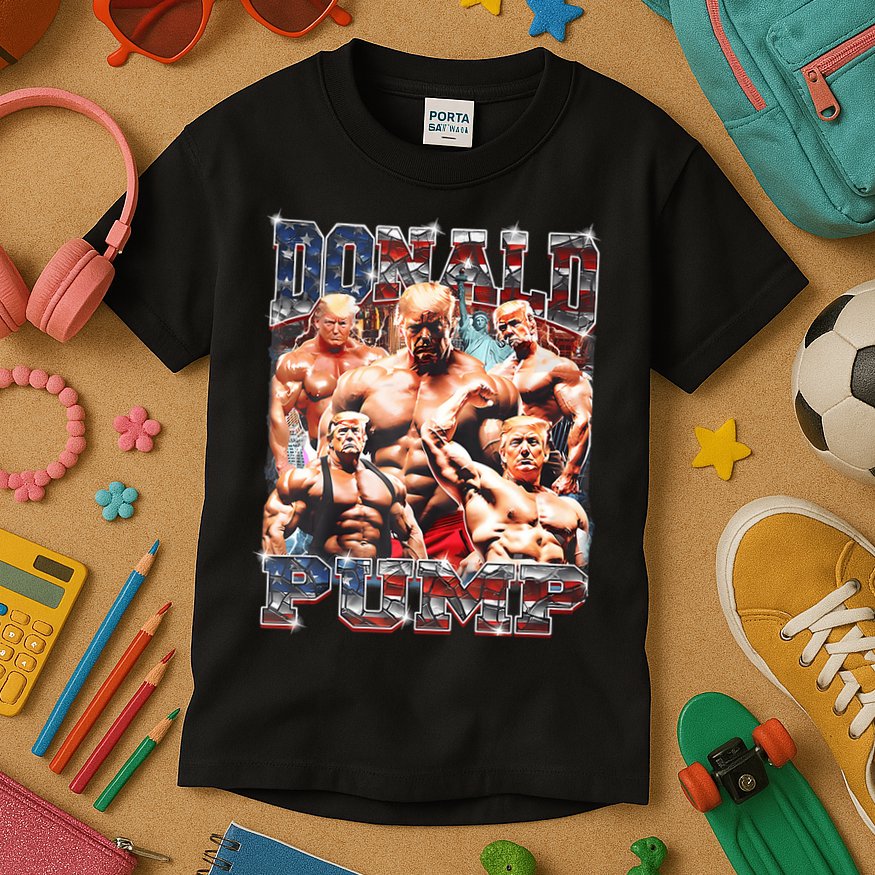 Donald Pump Trump 2024 Weight Lifting Gym Fitness Kids T-Shirt