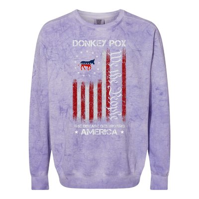 Donkey Pox The Disease Destroying America Funny Anti Biden Colorblast Crewneck Sweatshirt