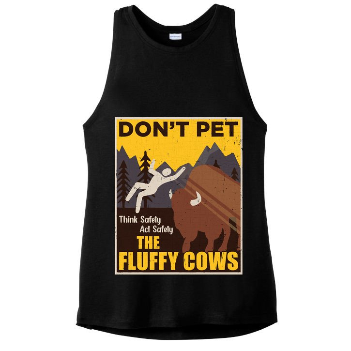 Don't Pet The Fluffy Cows Bison Buffalo Ladies PosiCharge Tri-Blend Wicking Tank