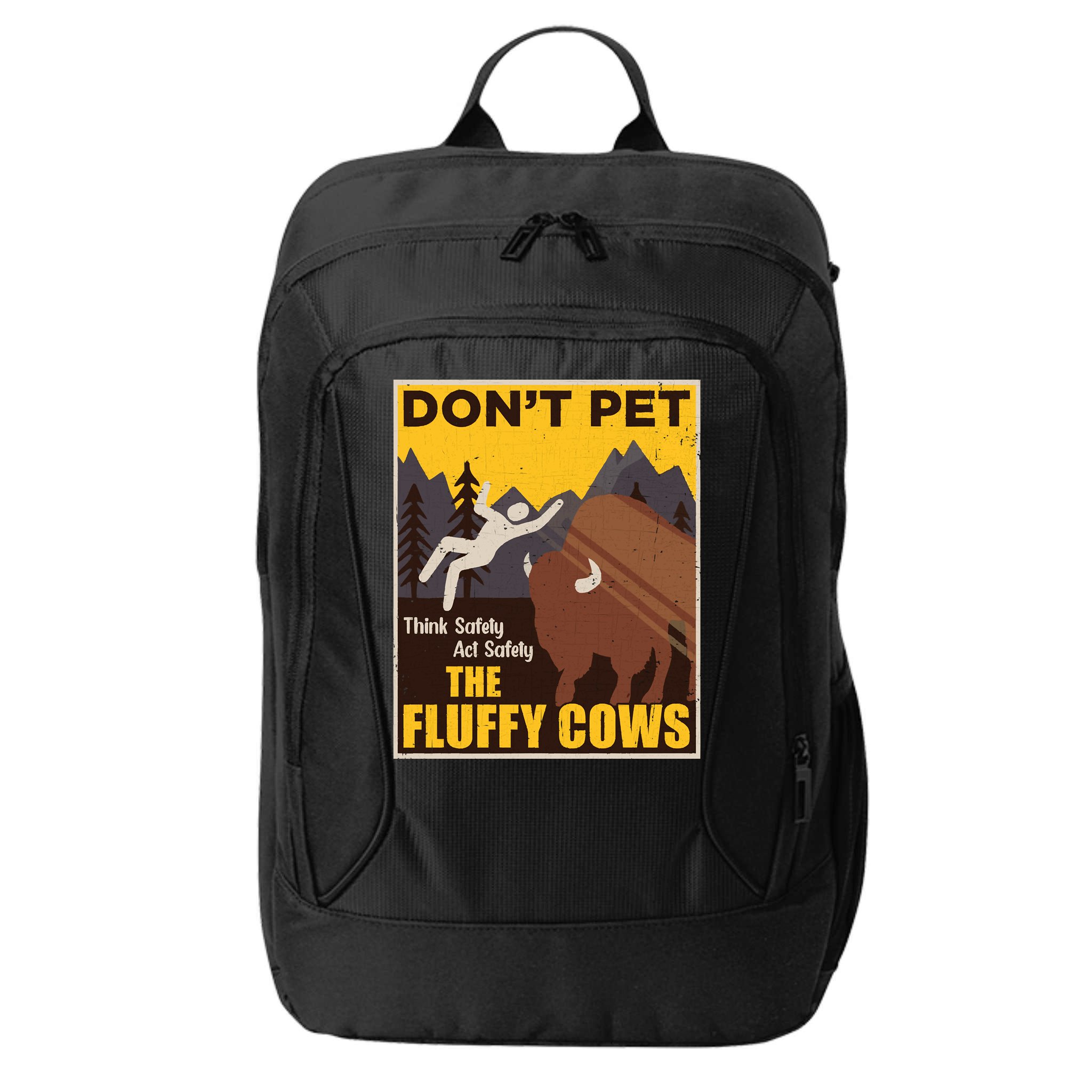 Don't Pet The Fluffy Cows Bison Buffalo City Backpack