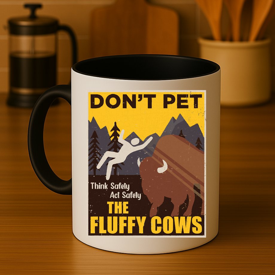 Don't Pet The Fluffy Cows Bison Buffalo Mug