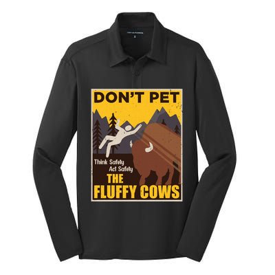 Don't Pet The Fluffy Cows Bison Buffalo Silk Touch Performance Long Sleeve Polo