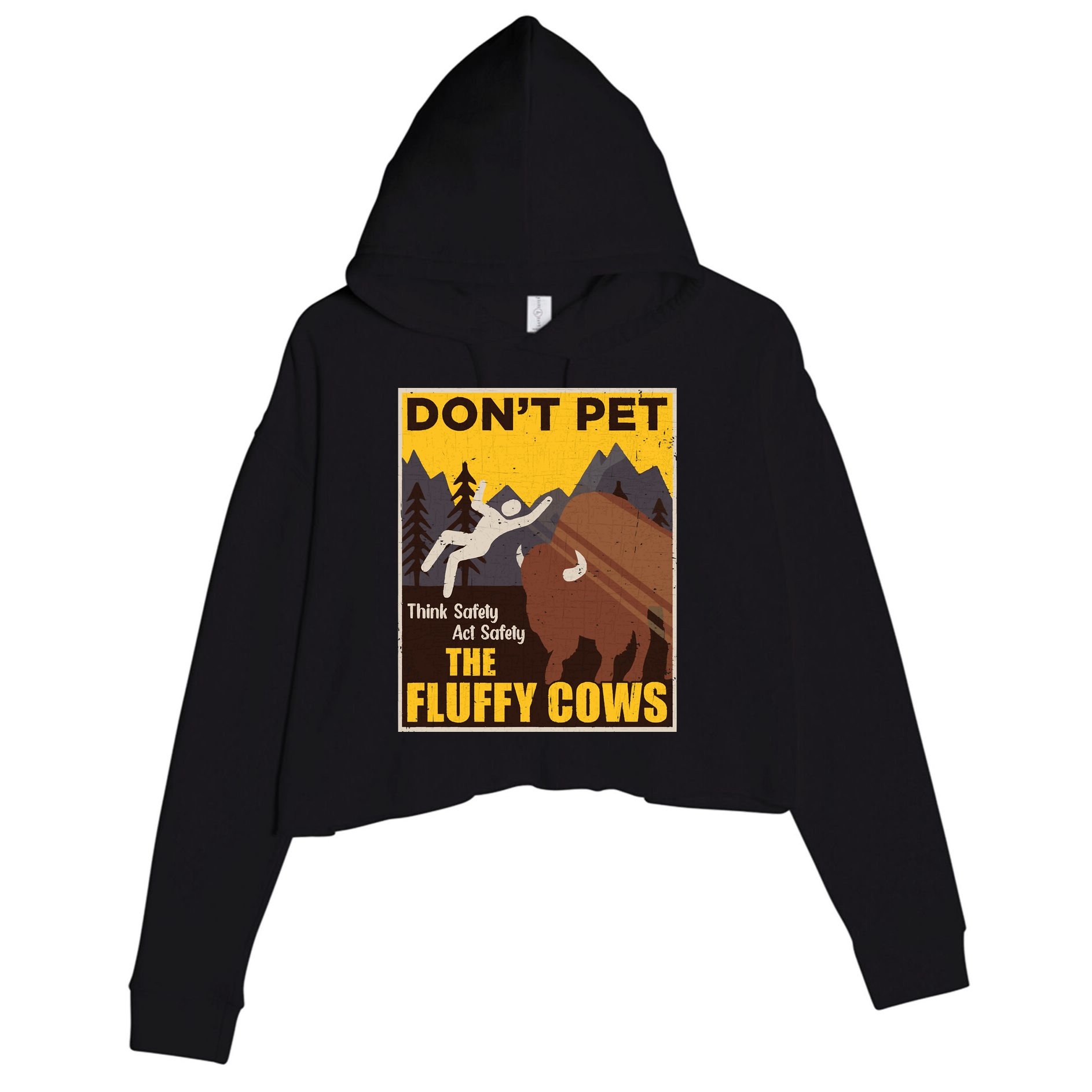 Don't Pet The Fluffy Cows Bison Buffalo Crop Fleece Hoodie