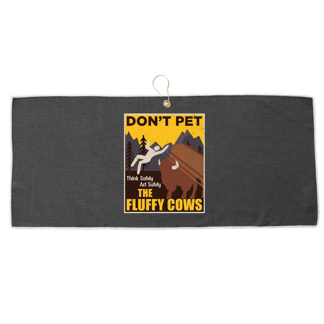 Don't Pet The Fluffy Cows Bison Buffalo Large Microfiber Waffle Golf Towel