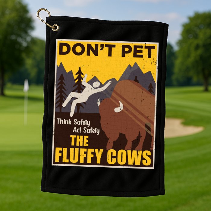 Don't Pet The Fluffy Cows Bison Buffalo Golf Towel