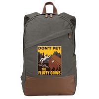 Don't Pet The Fluffy Cows Bison Buffalo Cotton Canvas Backpack