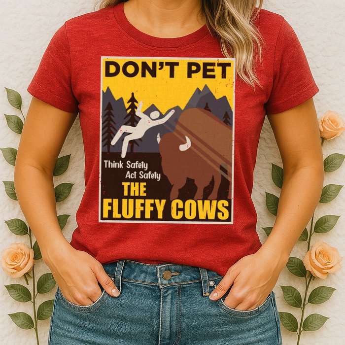 Don't Pet The Fluffy Cows Bison Buffalo Womens T-Shirt