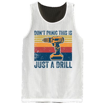 Don't Panic This is Just a Drill Vintage Funny Tool DIY Mesh Reversible Basketball Jersey Tank