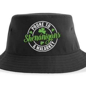 Distressed Prone To Shenanigans And Malarkey St Patricks Day Funny Gift Sustainable Bucket Hat