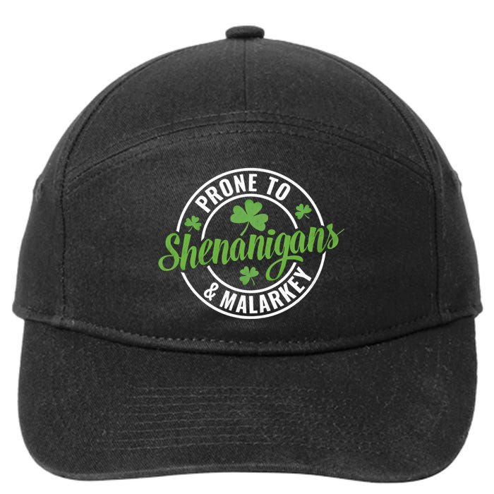 Distressed Prone To Shenanigans And Malarkey St Patricks Day Funny Gift 7-Panel Snapback Hat