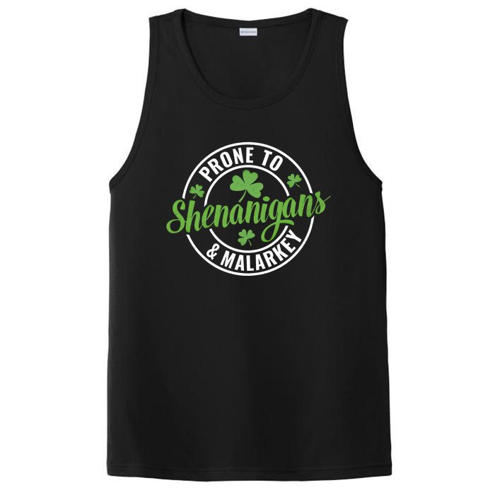 Distressed Prone To Shenanigans And Malarkey St Patricks Day Funny Gift PosiCharge Competitor Tank