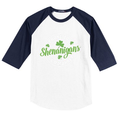 Distressed Prone To Shenanigans And Malarkey St Patricks Day Funny Gift Baseball Sleeve Shirt