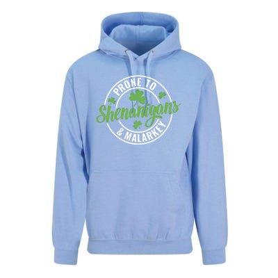 Distressed Prone To Shenanigans And Malarkey St Patricks Day Funny Gift Unisex Surf Hoodie