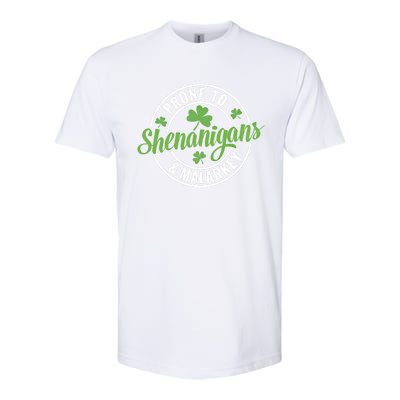 Distressed Prone To Shenanigans And Malarkey St Patricks Day Funny Gift Softstyle CVC T-Shirt