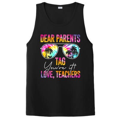 Dear Parents Tag You're It Love Teachers Tie Dye Funny Funny Gift Meaningful Gif PosiCharge Competitor Tank