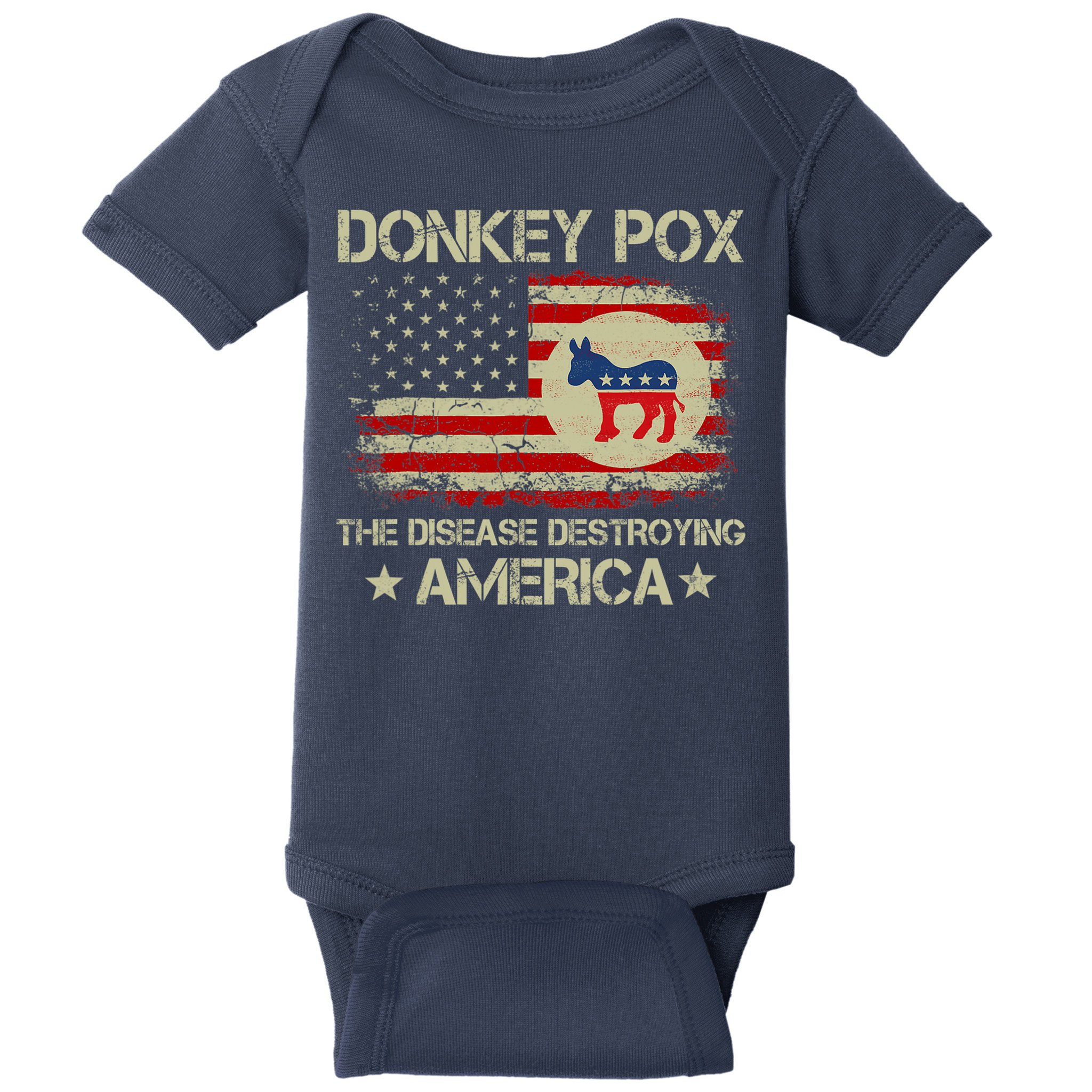 Donkey Pox The Disease Destroying America Funny Anti Biden Baby Bodysuit