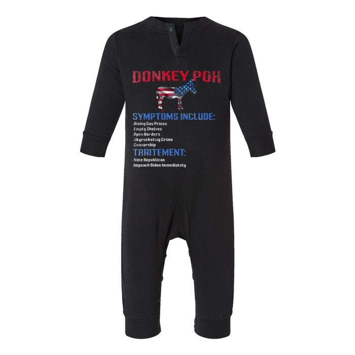 Donkey Pox The Disease Destroys America Donkeypox Retro Infant Fleece One Piece