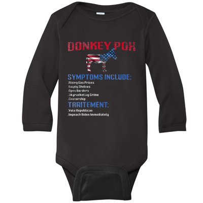 Donkey Pox The Disease Destroys America Donkeypox Retro Baby Long Sleeve Bodysuit