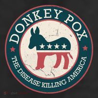 Donkey Pox The Disease Killing America Funny Meme Round Blue And Red With White 7 Panel Mesh Trucker Snapback Hat