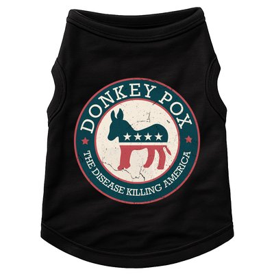 Donkey Pox The Disease Killing America Funny Meme Round Blue And Red With White Doggie Tank