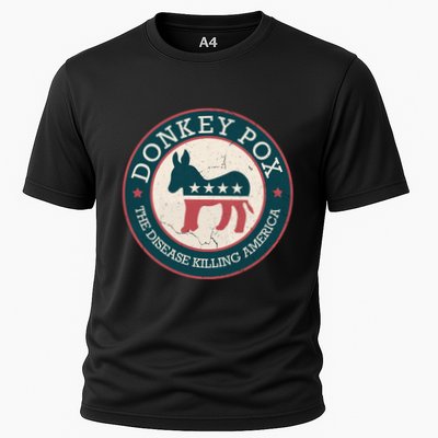 Donkey Pox The Disease Killing America Funny Meme Round Blue And Red With White Performance Shirt