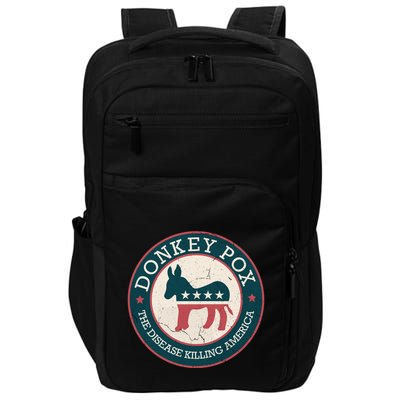 Donkey Pox The Disease Killing America Funny Meme Round Blue And Red With White Impact Tech Backpack