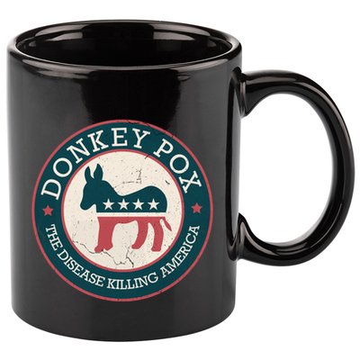 Donkey Pox The Disease Killing America Funny Meme Round Blue And Red With White 11oz C Handle Ceramic Mug