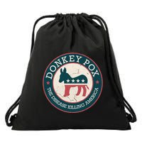 Donkey Pox The Disease Killing America Funny Meme Round Blue And Red With White Drawstring Bag