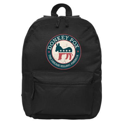 Donkey Pox The Disease Killing America Funny Meme Round Blue And Red With White 16 in Basic Backpack
