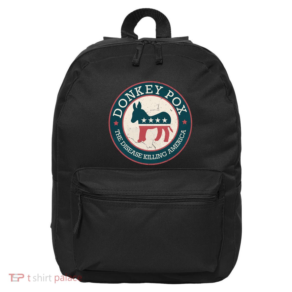 Donkey Pox The Disease Killing America Funny Meme Round Blue And Red With White 16 in Basic Backpack