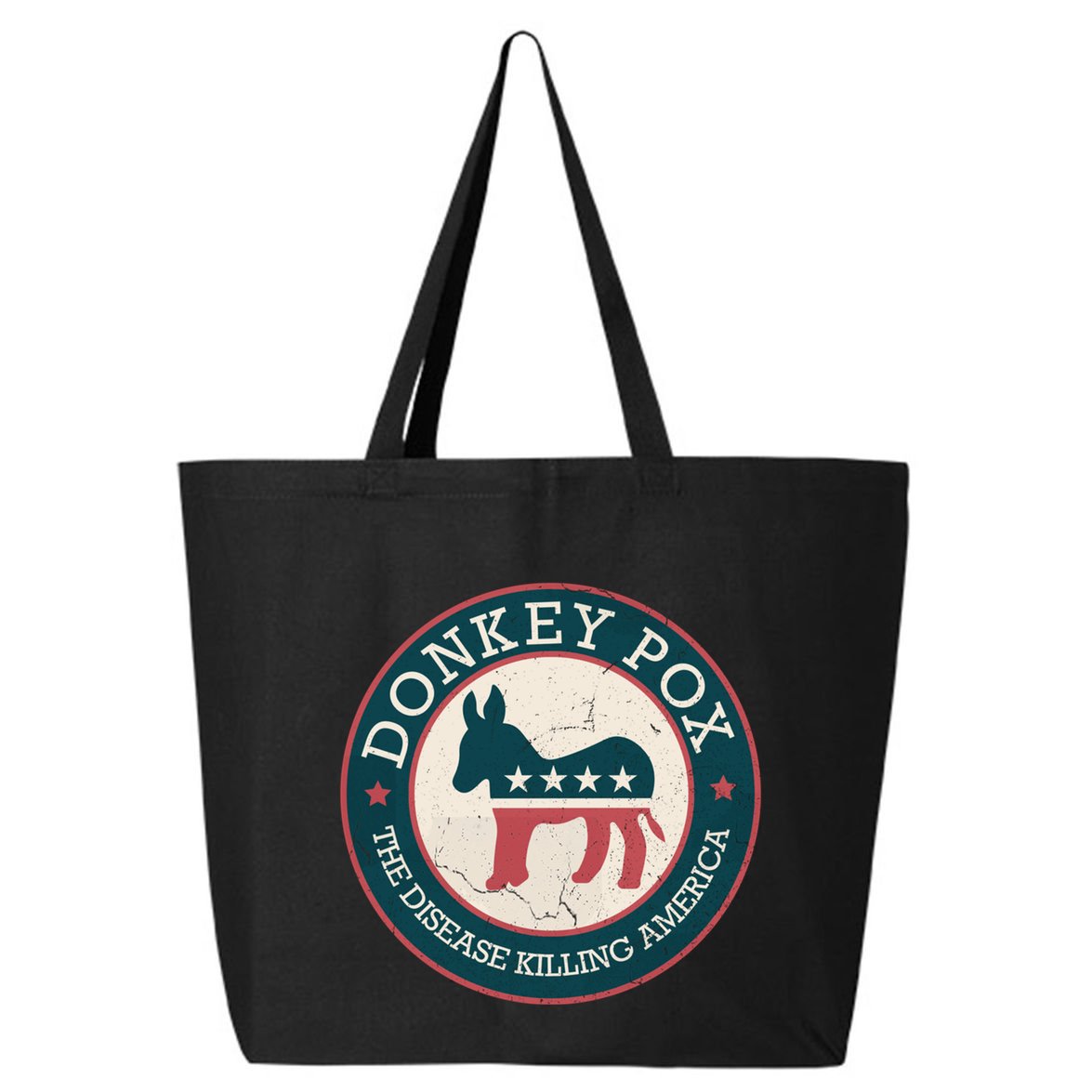 Donkey Pox The Disease Killing America Funny Meme Round Blue And Red With White 25L Jumbo Tote